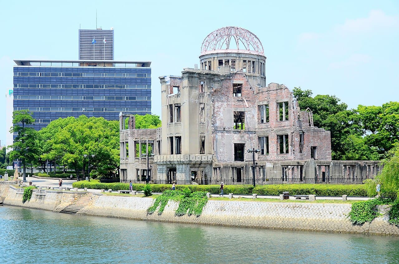 The Atomic Bomb Dome (Hiroshima Peace Memorial) on the Motoyasu River in Hiroshima
