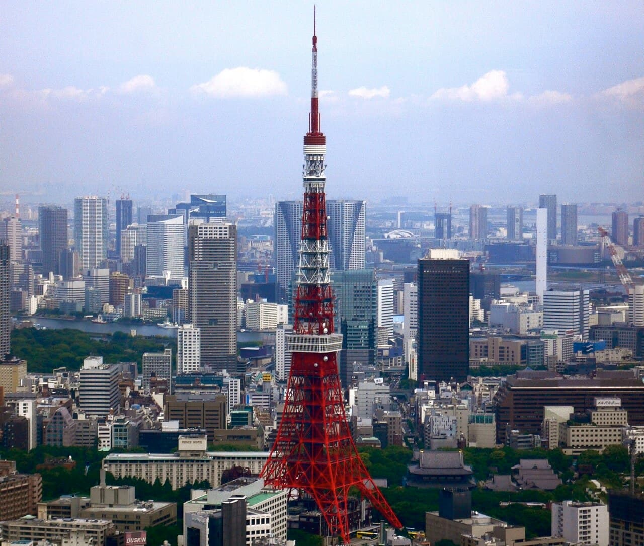 Tokyo Tower and surrounding skyscrapers in Minato, Tokyo