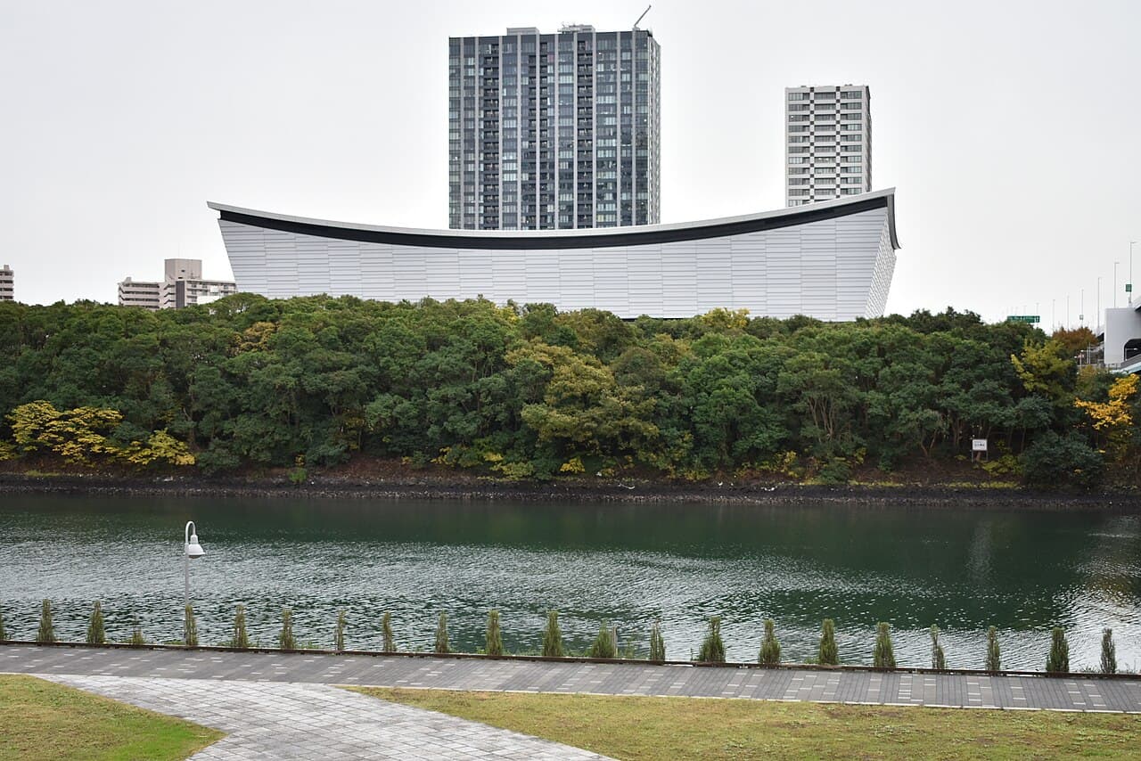 Exterior of Ariake Arena, the indoor sports and concert arena in Ariake, Koto-ku, Tokyo