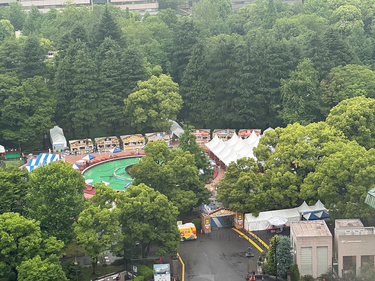 Tents and beer stalls at the Hibiya Oktoberfest in Tokyo, 2023