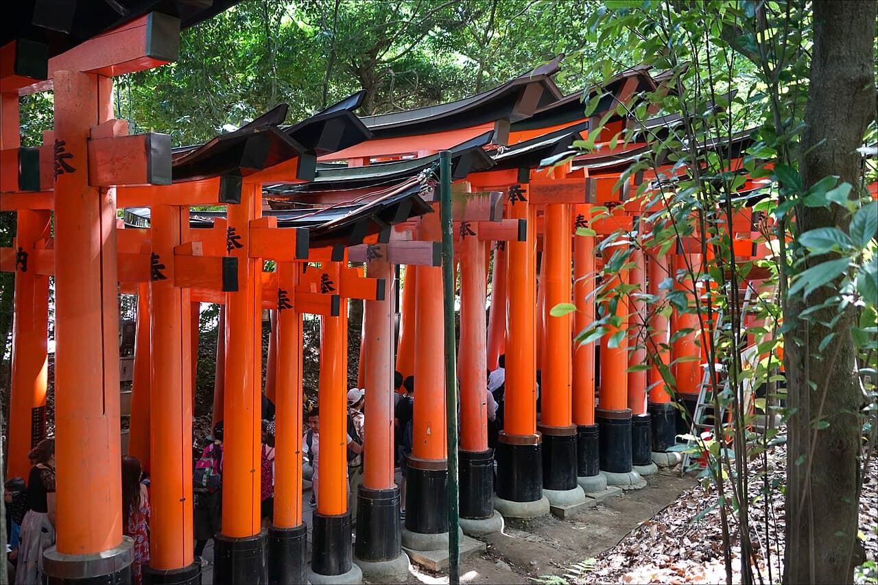 Vermilion torii gates of Fushimi Inari-taisha shrine in Kyoto