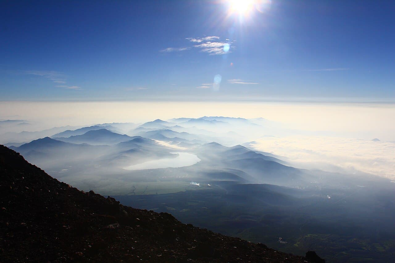 View from the summit of Mount Fuji, Japan