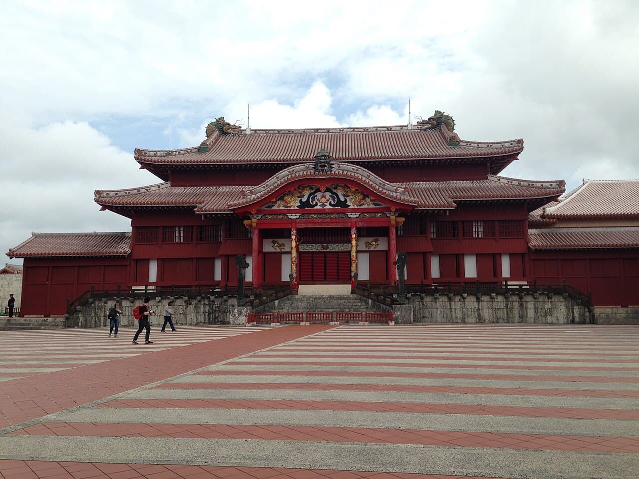 The vermilion main hall (Seiden) of Shuri Castle in Naha, Okinawa