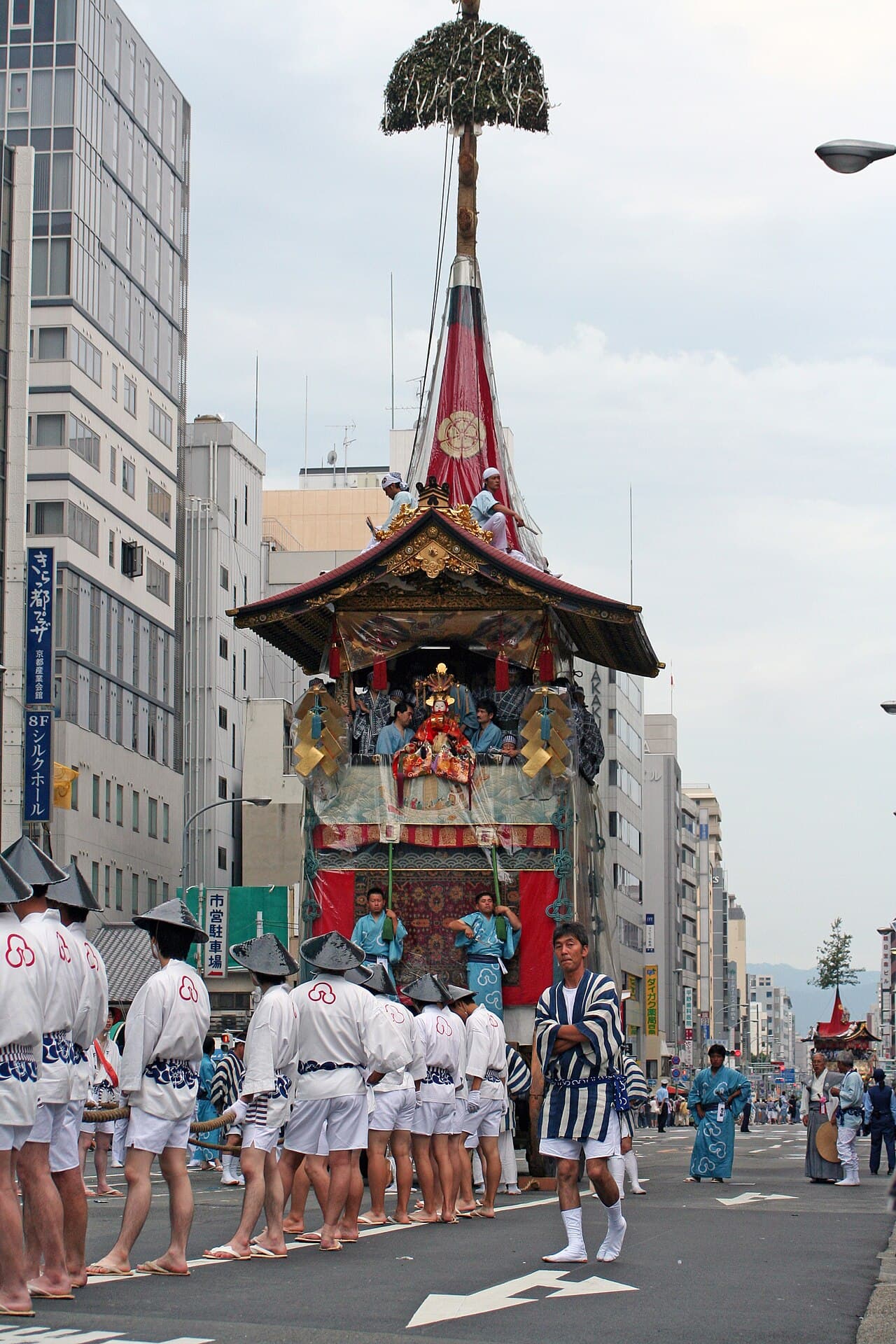 The Hoka float in the Yamaboko Junko procession on Shijo Street during Gion Matsuri, Kyoto