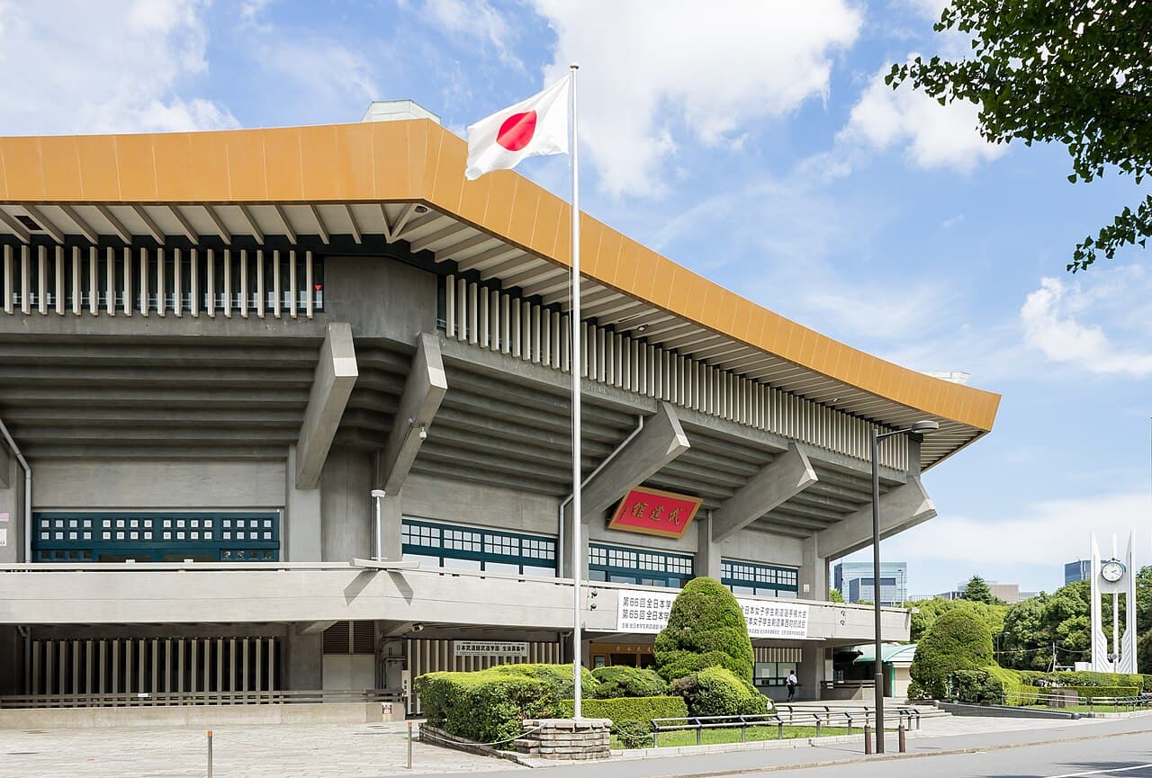 Exterior of the Nippon Budokan, the octagonal martial-arts and concert hall in Kitanomaru Park, Chiyoda-ku, Tokyo