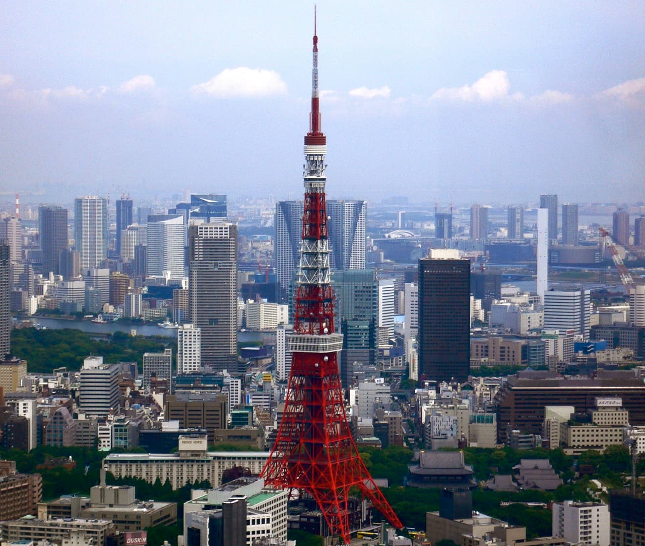 Tokyo Tower and surrounding skyscrapers in Minato, Tokyo