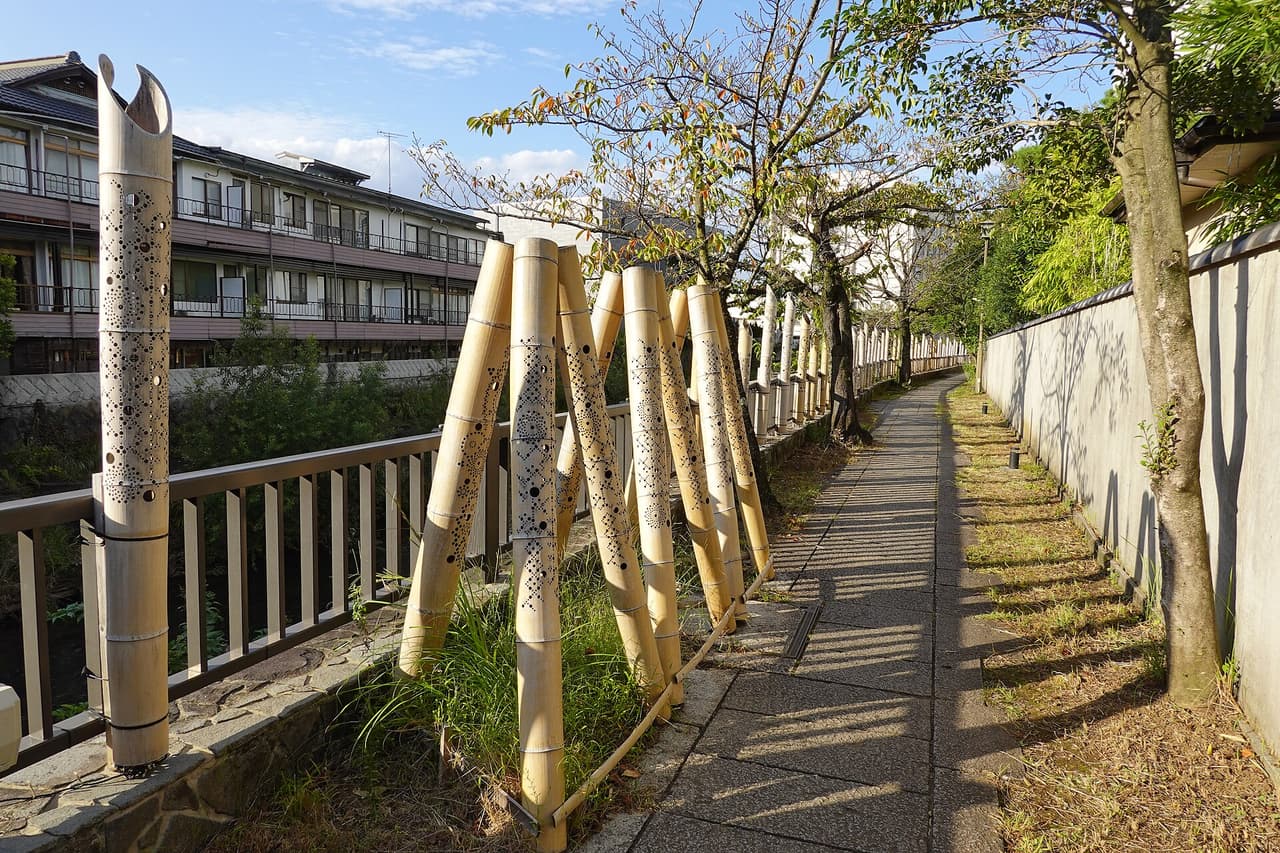 The Matsukawa promenade in Ito, next to the market's Fuji-no-Hiroba venue